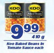 Koo Baked Beans In Tomato Sauce-410g Each