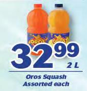Oros Squash-2Ltr Each