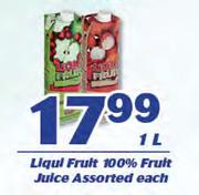 Liqui Fruit 100% Fruit Juice-1Ltr Each