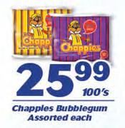 Chapples Bubblegum-100's Each