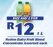 Fusion Dairy Fruit Blend Concentrate-2x1Ltr Each