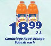Cambridge Food Orange Squash-2Ltr Each