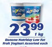Danone Nutriday Low Fat Fruit Yoghurt-1kg Each