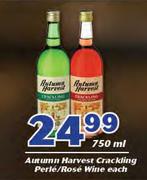 Autumn Harvest Crackling Perle/ Rose Wine-750ml Each