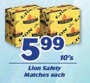 Lion Safety Matches-10's Each