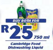Cambridge Food Dishwashing Liquid-750ml Both For