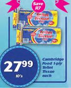 Cambridge Food 1 Ply Toilet Tissue-10's Each