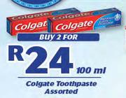 Colgate Toothpaste Assorted-2 x 100ml
