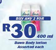 Dawn Body Lotion Assorted-2 x 400ml Each