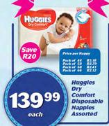 Huggies Dry Comfort Disposable Nappies Assorted-Each