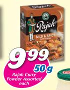 Rajah Curry Powder Assorted-50g Each