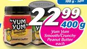 Yum Yum Smooth/Crunchy Peanut Butter-400g Each
