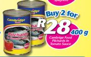 Cambridge Food Pilchards In Tomato Sauce-2x400g