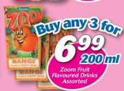 Zoom Fruit Flavoured Drinks Assorted-3 x 200ml