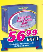 Cambridge Food Long Life Full Cream Milk-6 x 1Ltr 