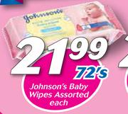 Johnson's Baby Wipes Assorted-72's Each