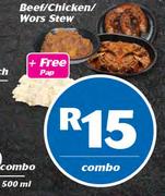 Beef/ Chicken/ Wors Stew + Pap-Combo