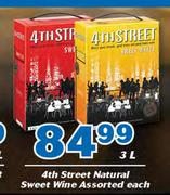 4th Street Natural Sweet Wine-3Ltr Each