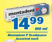 Mentadent P Toothpaste-100ml Each