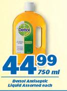 Dettol Antiseptic Liquid-750ml Each