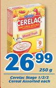 Cerelac Stage 1/2/3 Cereal Assorted-250g Each