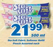 Sta Soft Fabric Softener Refill Pouch Assorted-500ml Each