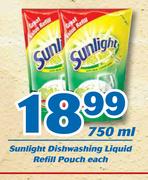 Sunlight Dishwashing Liquid Refill Pouch-750ml Each
