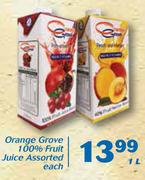 Orange Grove 100% Fruit Juice-1Ltr Each