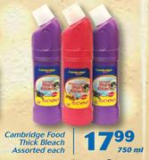 Cambridge Food Thick Bleach-750ml Each