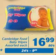 Cambridge Food Baby Wipes-24's Each