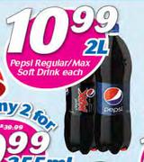 Pepsi Regular/Max Soft Drink-2Ltr 
