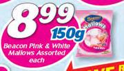 Beacon Pink & White Mallows Assorted-150g Each