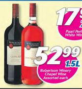 Robertson Winery Chapel Wine Assorted-1.5Ltr Each
