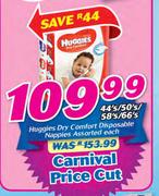 Huggies Dry Comfort Disposable Nappies Assorted-44's/50's/58's/66's Each