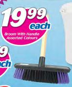 Broom With Handle Assorted Colours-Each
