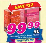 Namaqua Natural Sweet White Rose Wine-5Ltr Each