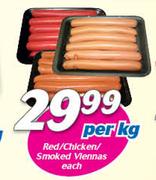 Red/Chicken/Smoked Viennas-Per kg Each