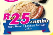 Fried Hake + Coked Russian + Chips Combo