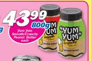 Yum Yum Smooth/Crunchy Peanut Butter-800g Each