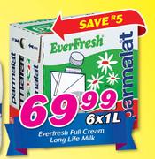 Everfresh Full Cream Long Life Milk-6 x 1Ltr