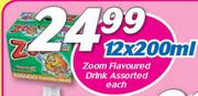 Zoom Flavoured Drink Assorted-12 x 200ml Each