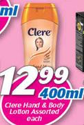 Clere Hand & Body Lotion Assorted-400ml