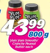 Yum Yum Smooth/Crunchy Peanut Butter-800g Each