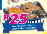 Beef Chuck + Pap + Chakalaka + Spinach Combo