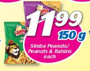 Simba Peanuts/Peanuts & Raisins-150g Each