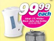 Ideal 1.7Ltr White/Black Auto Jug Kettle-Each