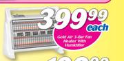 Gold Air 3 Bar Fan Heater With Humidifier-Each