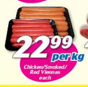 Chicken/Smoked/Red Viennas-Per Kg 