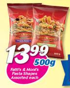 Fatti's & Moni's Pasta Shapes Assorted-500gm Each