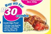 Cambridge Food Chicken Leg Quarter+Sambles Salad 100gm+Potato Salad 100gm+Hot Dog RollsX2 Combo
